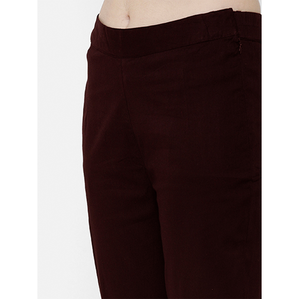 Stylish womens Trousers & Pants/Cigarette Pent for women, Maroon Ladies Pant